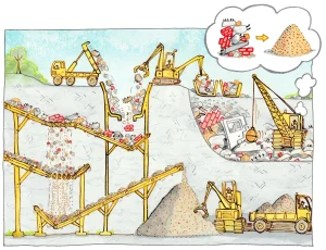 sand-mining-good-practice-recycling-copyright-Sarah-Hannis-Illustration