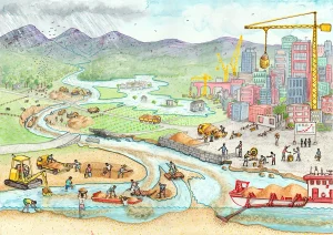 sand-mining-the-current-situation-copyright-Sarah-Hannis-Illustration