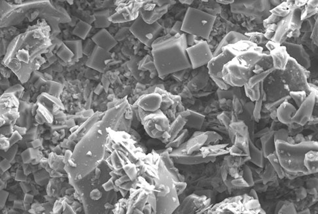 Large ash aggregate - halite and glass
