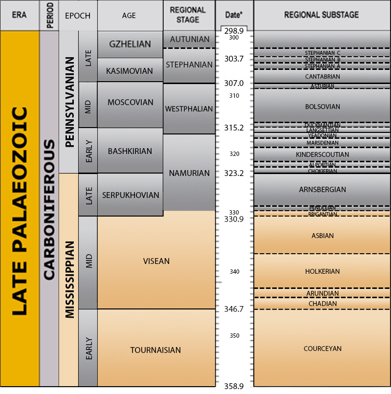 Late Palaeozoic timechart
