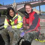 BGS supervisor Chris Vane and BUFI PHD student Nicole Khan tracking river-estuary- coastal environmental pollution.