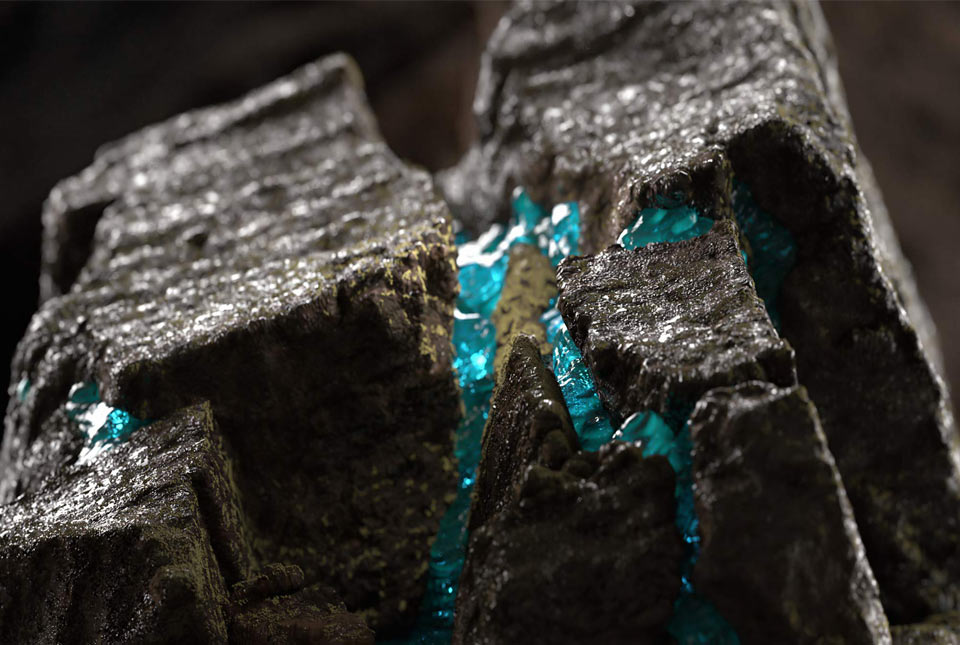 artist’s impression of how water moves through rock