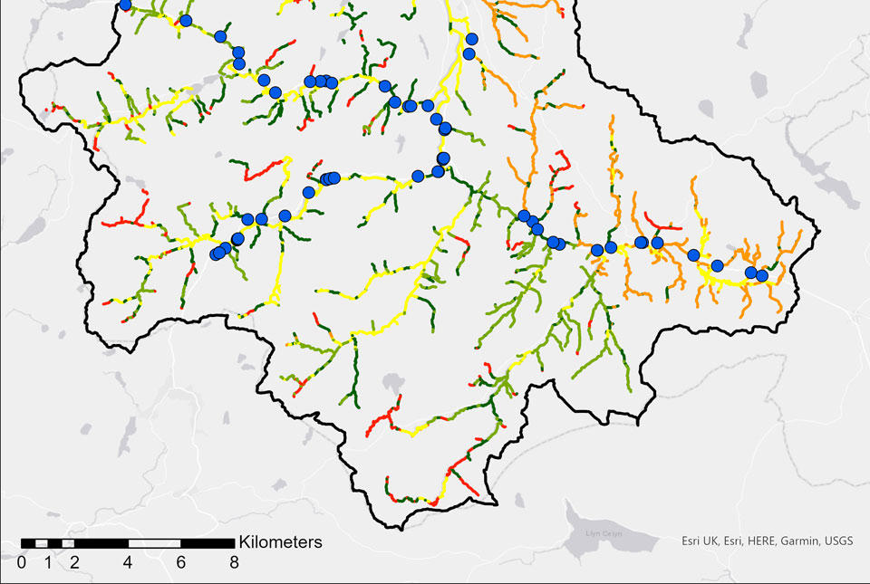 BGS GeoScour Tier 3 catchment data for Conwy