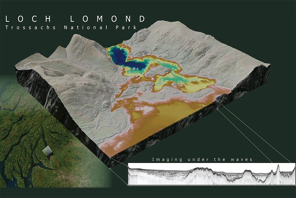 3D model of the southern and central basins. Contains Esri World Imagery basemap (Esri, Maxar, Earthstar Geographics, and the GIS User Community). Hillshade: NEXTMap Britain elevation data from Intermap Technologies. Bathymetry and seismic data: BGS © UKRI