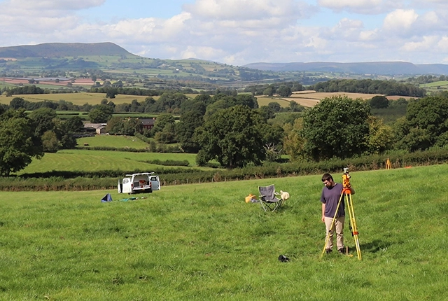 Fieldwork setting up the Abergavenny geomagnetic repeat station BGS © UKRI.