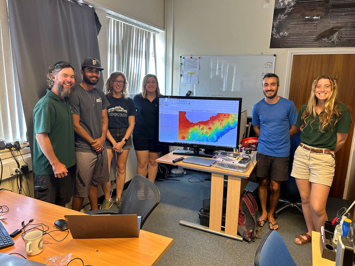 BGS Marine Geoscientist, Catriona MacDonald delivering a lesson in geomorphology to the Ascension Island Government Conservation Team. Source: BGS © UKRI